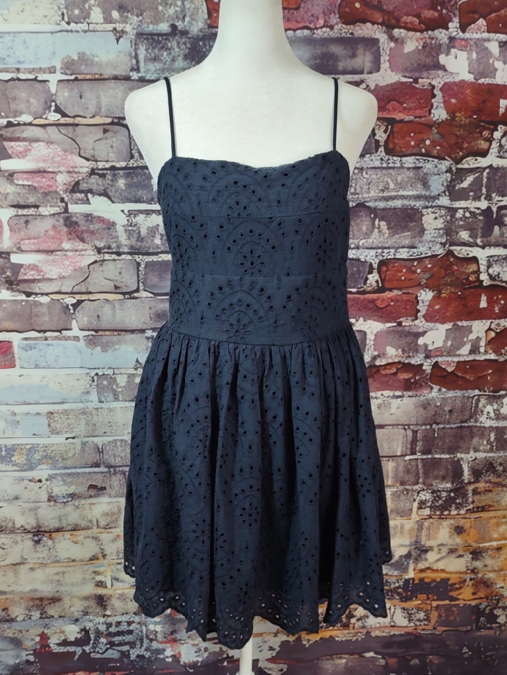 Francesca's Collections  Eyelet Spaghetti-Strap Mini Dress